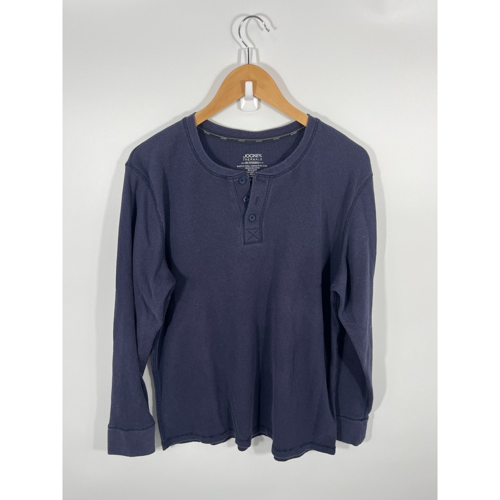 Jockey Mens Thermal Henley 2XL‎ Blue Outdoor Layer Camping Hiking